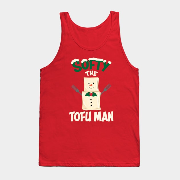 Vegan Christmas Softy the Tofu Man Funny Tofu Tank Top by mindeverykind